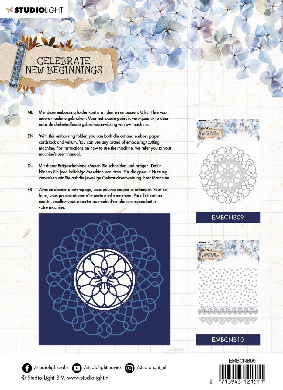 Studio Light Embossing Folder & Cutting Die Celebrate New Beginnings 150x150mm nr.9